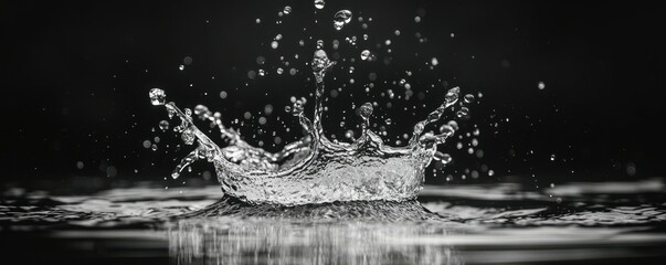 Isolated water splash on black background.