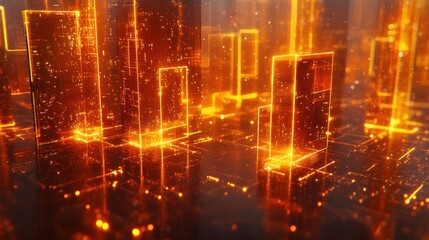 Obraz premium Glowing Metropolis: A Futuristic Digital Cityscape