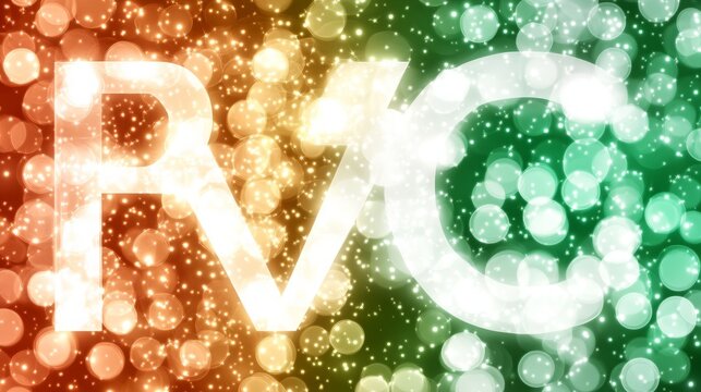 Festive Sparkling Letters RVC on Bokeh Background