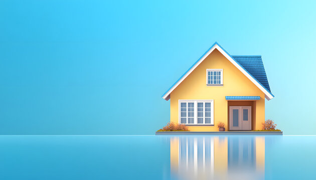 Un icono de renderizaci&oacute;n 3D en el hogar aislado sobre fondo azul