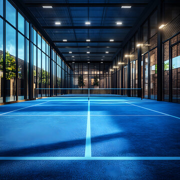 Pista de tenis p&aacute;del en un club de campo.  Una vista desde la cancha