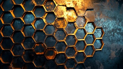 Abstract Honeycomb Pattern  Dark Gold Hexagon Texture