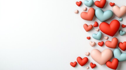 Colorful Hearts on White Background for Celebrations, Love, and Affection Themes