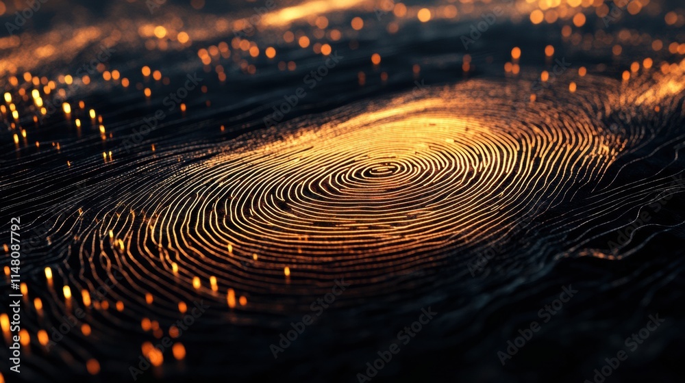 Poster Unique digital fingerprint graphic showcasing intricate design and vibrant colors with ample copy space for text. Generative AI