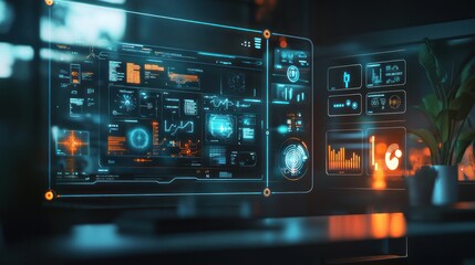 Fototapeta premium Futuristic Tech Interface: Digital Dashboard Display