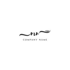 Obraz premium Minimalist MN Logo Design with Abstract Feather Element