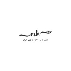 Obraz premium Minimalist MH Logo Design with Abstract Feather Element