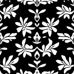 Monochromatic Floral Damask Pattern 
