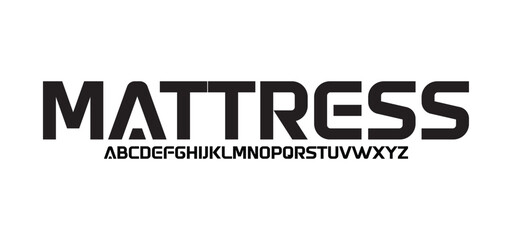 Mattress Modern minimal abstract alphabet fonts. Typography technology, electronic, movie, digital, music, future, logo creative font.