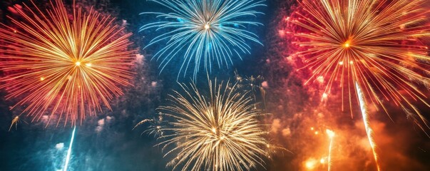 Fototapeta premium New Year's Eve fireworks, Korb im Remstal, Rems-Murr Kreis district, Baden-Wuerttemberg, Germany, Europe