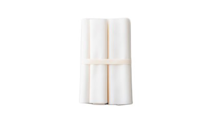 White Paper Rolls Tightly Wrapped with Natural Colored Bands