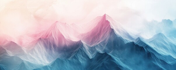 Obraz premium Abstract mountain landscape in soft pastel colors, featuring a textured, low poly design that creates a serene, dreamy atmosphere with gentle gradients