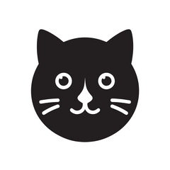 Cute black cat face icon.