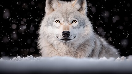 Obraz premium Majestic Arctic Wolf in Winter Snowfall Wildlife Photography