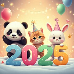 Fototapeta premium cute new year 2025