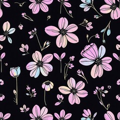 Pastel Dream Flowers Seamless Pattern 