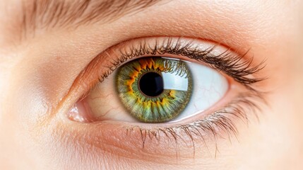 Obraz premium Close up Macro Shot of a Human Eye with Green Iris