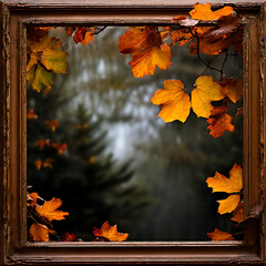 framed foliage natural elements like overhanging 
branches framing a scene of leaves gently falling