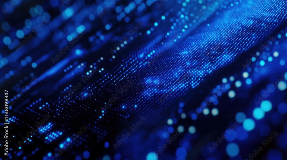 Aufkleber blue digital binary data on computer screen background