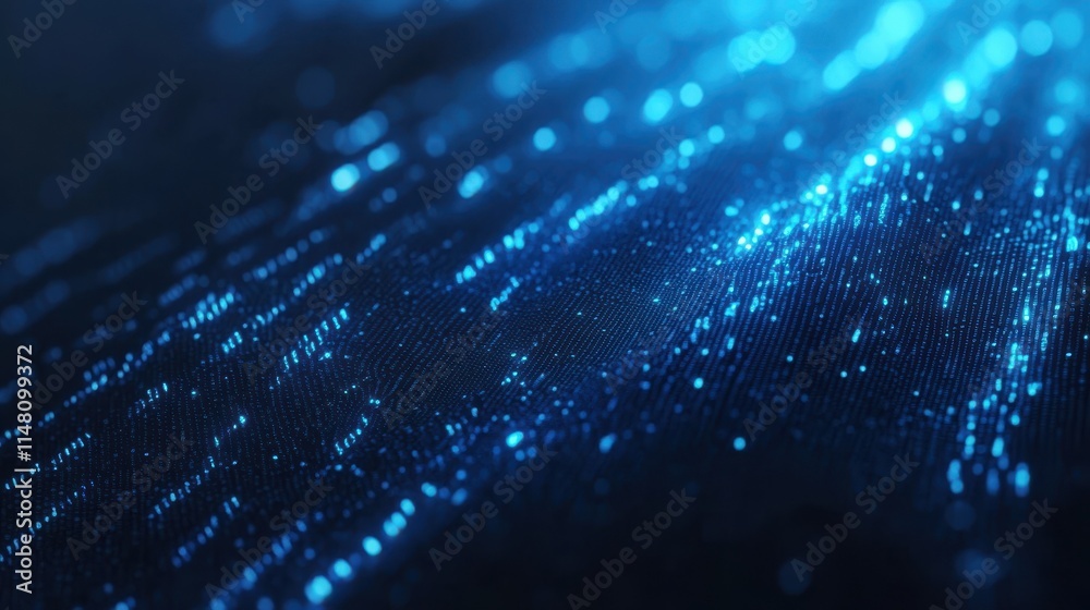 Poster blue digital binary data on computer screen background