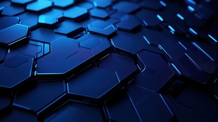 Fototapeta premium Blue tech background featuring circuit lines and hexagons, vector design for business, technology, or science themes.