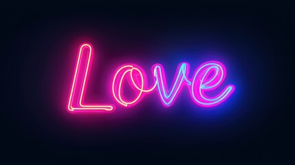 Neon Sign Displaying the Word Love in Bright Colors Against a Dark Background