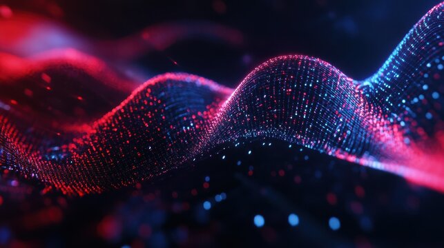 Digital heart rhythm wave with medical data visualization and computer technology background