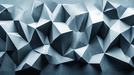 Fototapeta premium Abstract geometric pattern with sharp angles and shadows in a monochromatic color scheme.