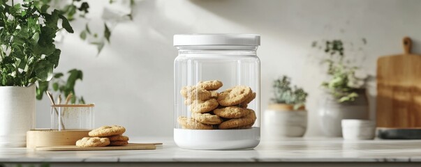 Large Frosted Glass Cookie Jar Mockup