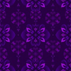 Purple Floral Damask Seamless Pattern 