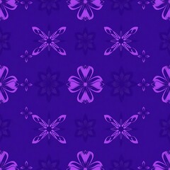 Purple Floral Pattern: A captivating seamless pattern featuring a repeating motif of vibrant purple flowers against a rich, deep purple background.