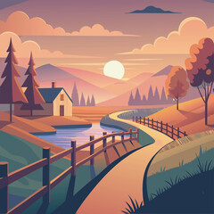 Mountain landscape at dusk