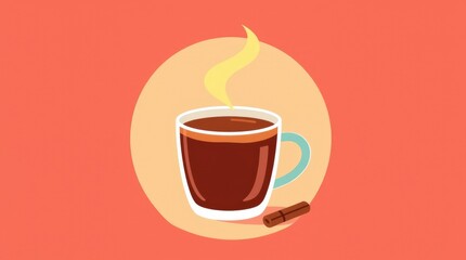 Obraz premium A steaming cup of rich dark hot chocolate sits invitingly on a warm orange backdrop, hinting at cozy moments and delightful flavors of winter