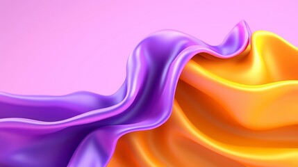 Obraz premium Abstract Purple and Gold 3D Render Wavy Fluid Silk Swirling Modern Background