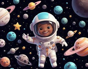 A Friendly Astronaut Explores the Colorful Cosmos, Generative AI