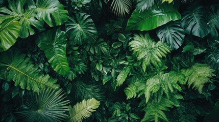 Elevated view capturing a vibrant green living wall, highlighting the lush foliage and rich textures of the greenery, perfect for nature-themed projects with ample copy space.