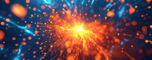 Obraz premium Orange Fireworks Blue Background