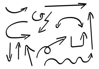 Hoja de iconos de flechas negras de trazo de pincel