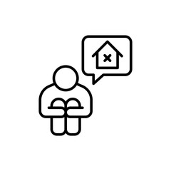 Homeless outline icons, minimalist vector illustration ,simple transparent graphic element .Isolated on white background