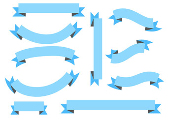 Hoja de iconos de lazos azules elegantes en fondo blanco