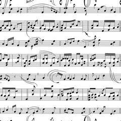 Fototapeta premium Musical Score Texture: Abstract seamless pattern of musical notes and rests creating a rhythmic texture perfect for backgrounds or design elements. 