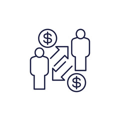 money and people line icon on white