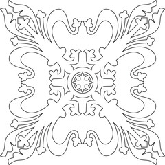 Vector black contour gothic ornament. Medieval European art. Traditional patterns of Catholic cathedrals