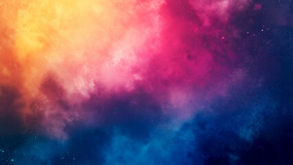 Obraz premium Powder exploding into vibrant shades of pink, orange, and blue. Captured in high-definition, the scene features a dark gradient background with glowing light accents and bold textural details.
