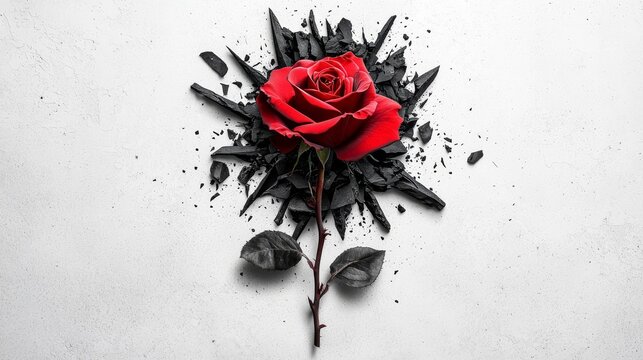 Moody music cover featuring crumbling rose artistic design dark shadows emotional impact