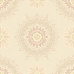 Creamy Mandala Seamless Pattern 