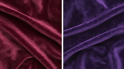 Fototapeta premium Luxurious Velvet Fabric Swatches in Deep Burgundy and Rich Purple