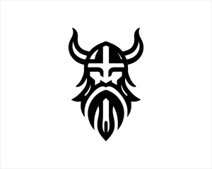 Viking Logo Design Vector Template. Nordic Viking logo. Viking face warrior modern simple logo. Viking Head Vector Illustration. Silhouette Nordic warrior symbol.