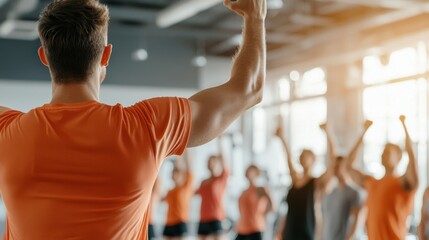 Group fitness class motivation gym event indoor participant view