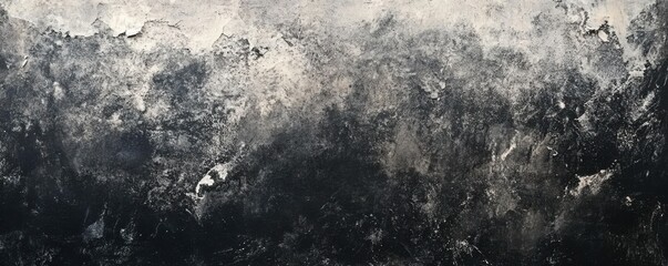 The background is abstract black and white gritty grunge with dark paint spray particles.